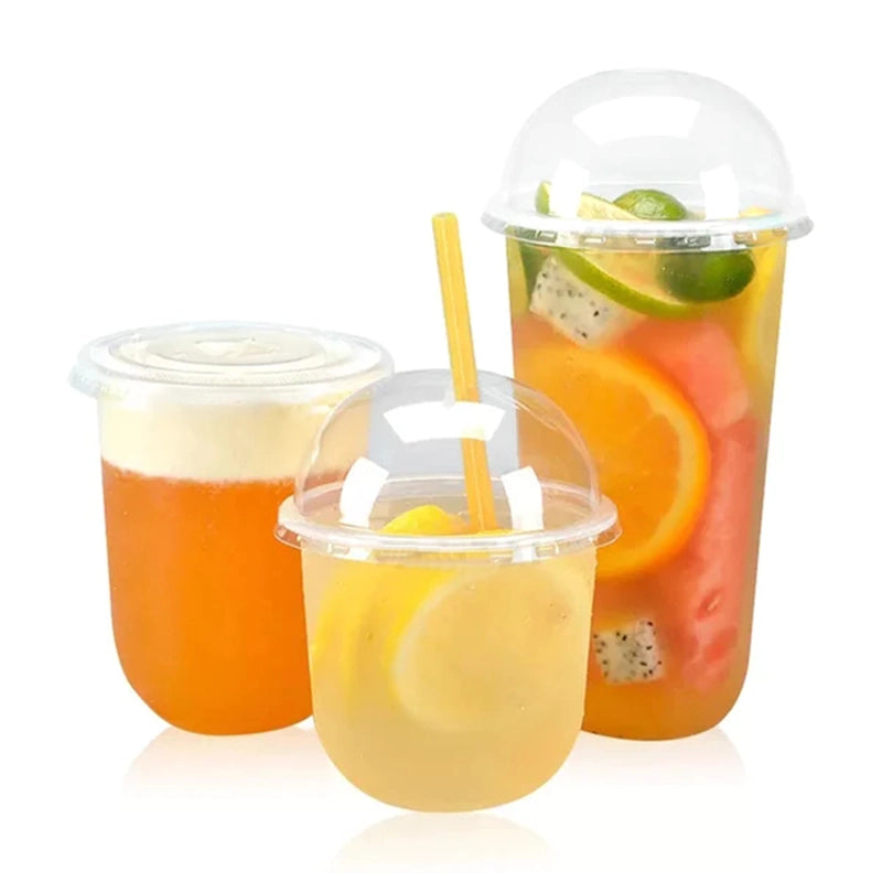 90mm-700ml Hot saleCustomized U Shape Disposable Injection PP CupWith Dome Flat Lid